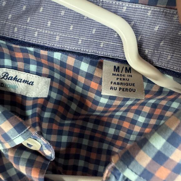 Tommy Bahama Shirt Mens Medium Blue Orange Check IslandZone Button Down Pima - Picture 4 of 7
